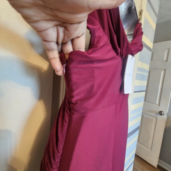 Elisa Burgundy Bardot Flared-Leg Maternity Jumpsuit - Picture 3 of 7